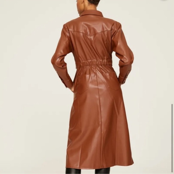 Marissa Webb Brown Faux Leather Midi Dress - Picture 2 of 5